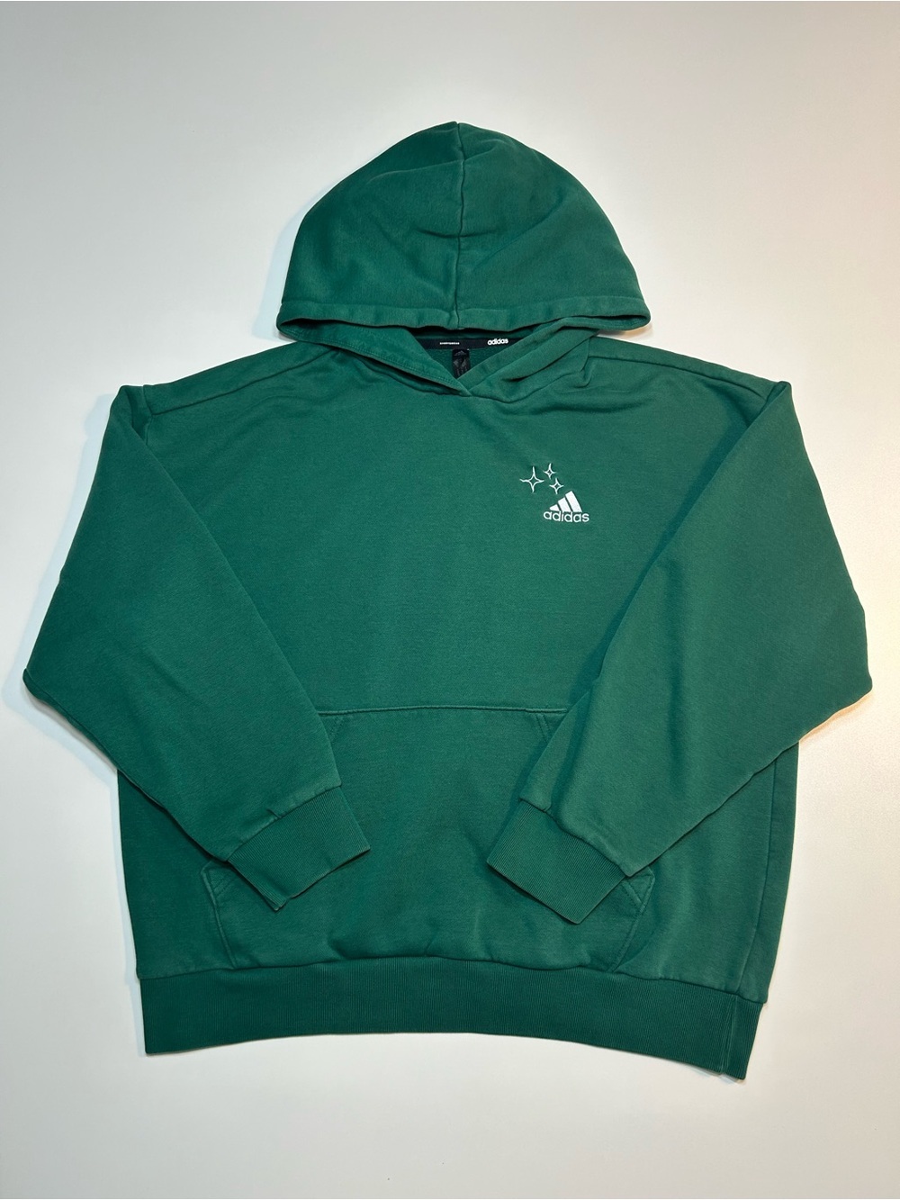 Adidas Bluv Q3 Scribble Star Embroidery Fleece Pullover Hoodie Green